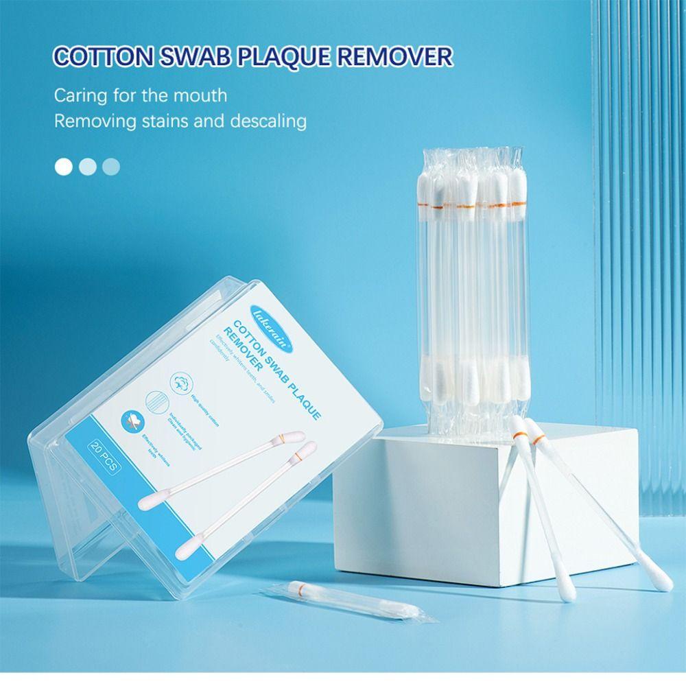 MALCOLM Bộ 20 Tăm Bông Cotton Hai Đầu Vệ Sinh Răng Miệng Làm Sáng Cho Nam Và Nữ