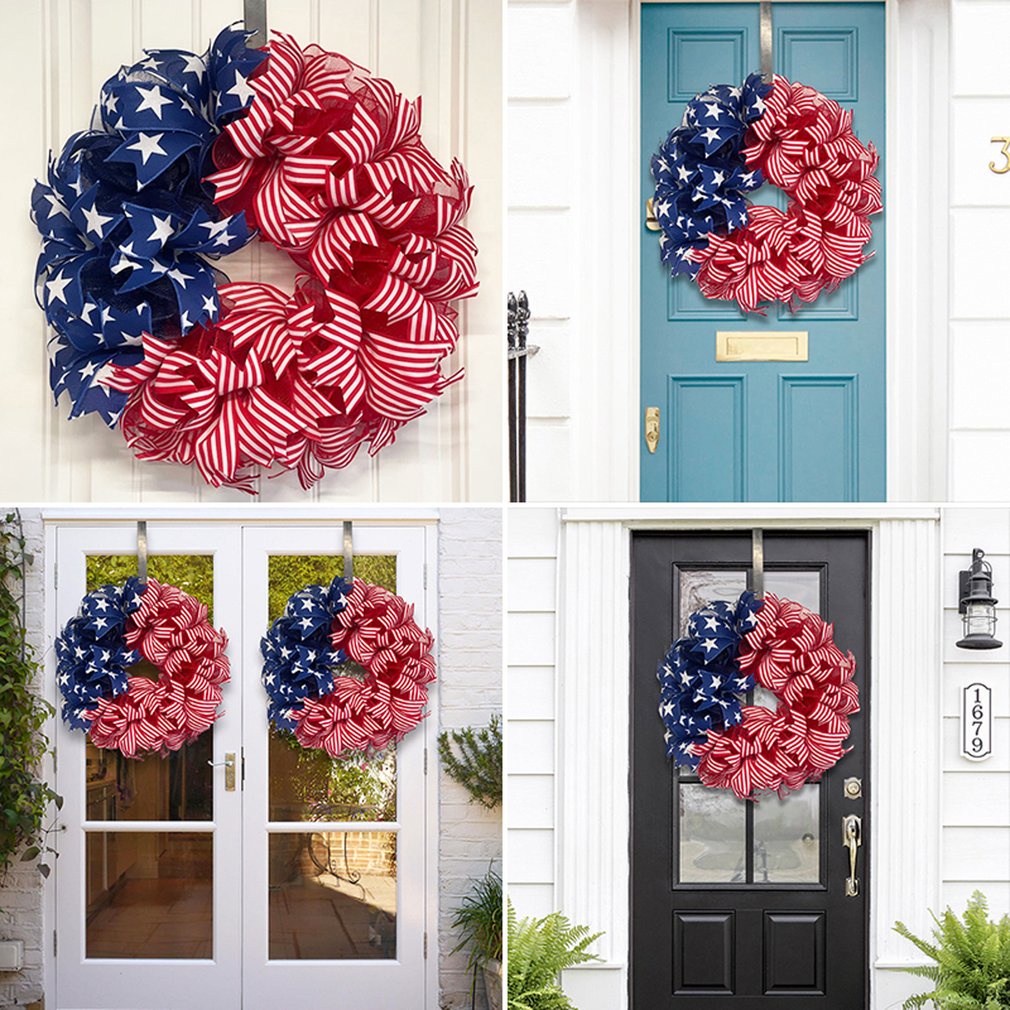 =Christmas=Patriotic Independence Wreath For Front Door Handcrafted Hanging Wreaths