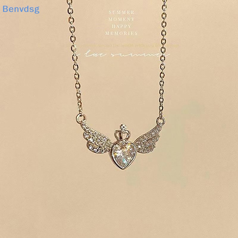 Benvdsg > Vòng cổ Mặt Hình Cánh Trái Tim Pha Lê Nhẹ Nhàng Thời Trang Dễ Phối Đồ Cho Nữ