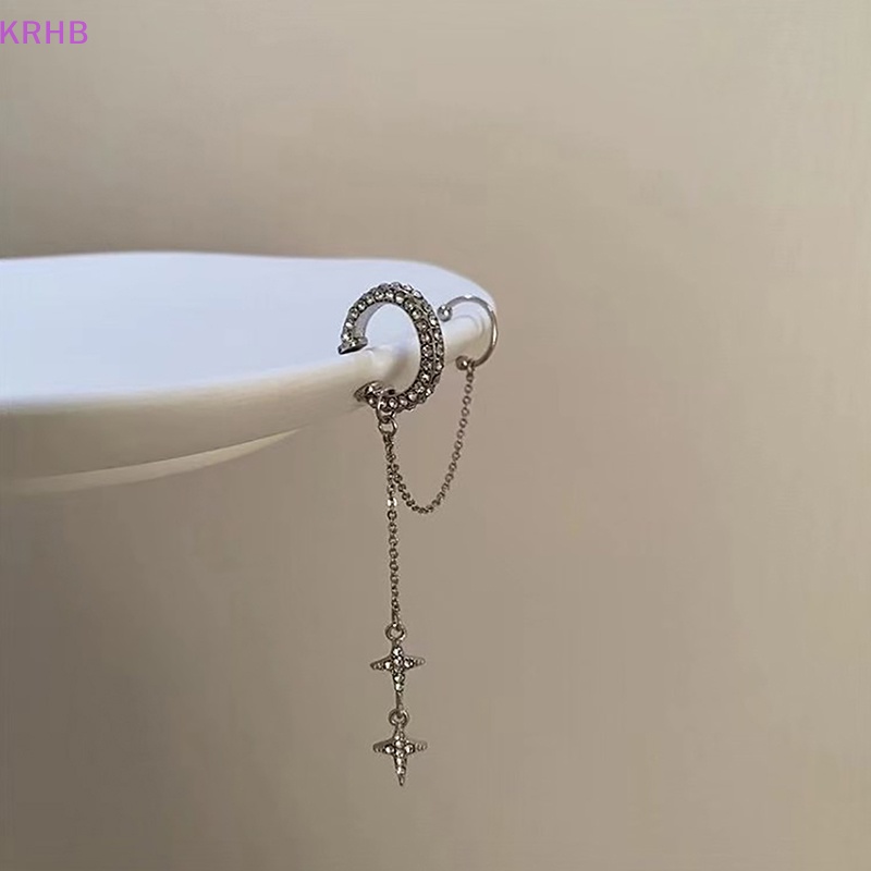 Khuyên Kẹp Vành Tai Màu Bạc Đính Đá Lấp Lánh Thời Trang Cho Nữ Mới