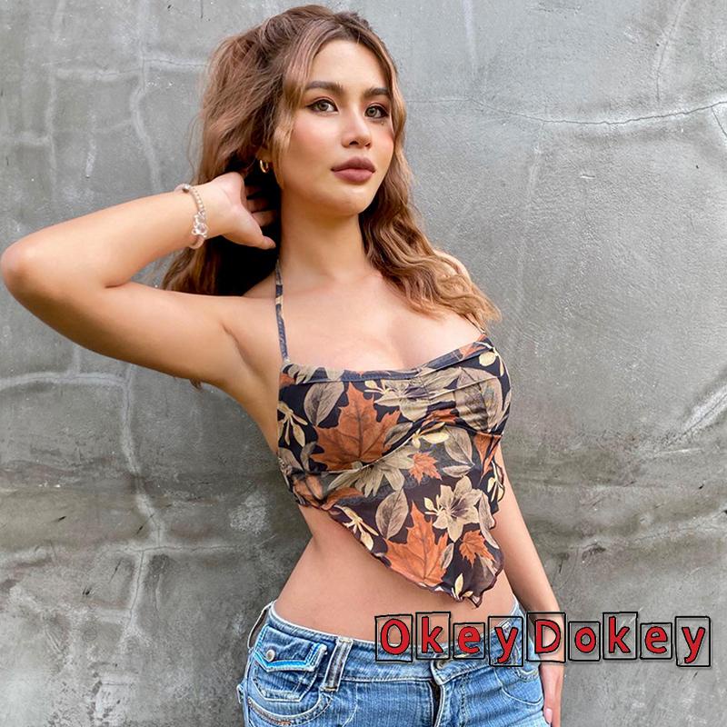 Áo Hai Dây Hở Lưng Ôm Dáng In Họa Tiết Hoa Thời Trang Mùa Hè Cho Nữ