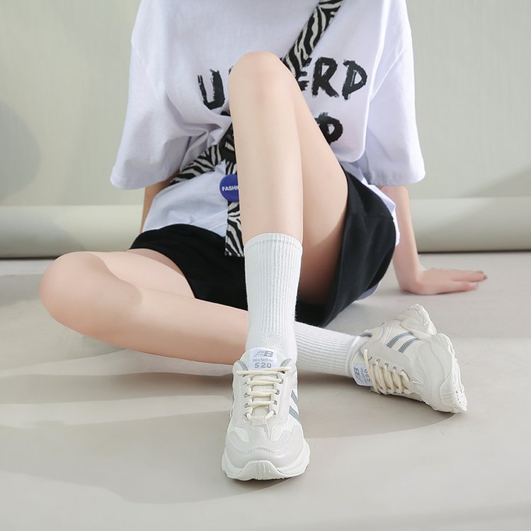 Giày Thể Thao Đế Bằng Phối Lưới Thoáng Khí Thoải Mái Cho Nữ