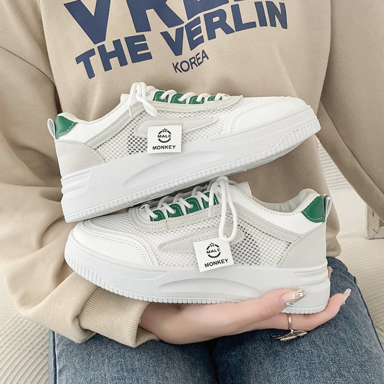 Giày Thể Thao Da Mềm Đế Dày Phối Lưới Thoáng Khí Trọng Lượng Nhẹ Thời Trang Cho Nữ