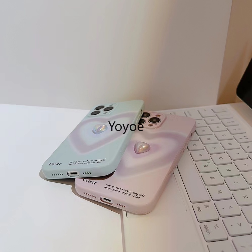 Ốp Điện Thoại Silicon TPU Mềm Chống Sốc Hình Trái Tim 3D Thời Trang Cho iPhone 14 13 12 11 Pro Max X XR XS Max 7 8 Plus