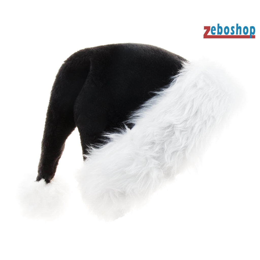 Mũ Ông Già Noel Bằng Lông Nhung Mềm Mại Màu Đen Bắt Mắt Rộng Dùng Trang Trí Nhà Cửa