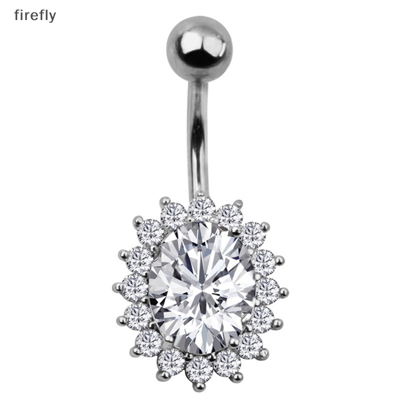 Khuyên Rốn Bằng Thép Không Gỉ Đính Đá Pha Lê