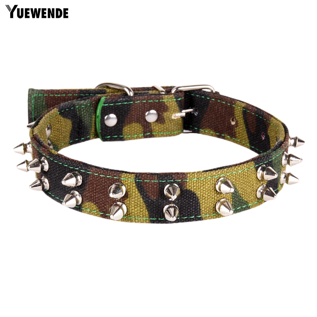 Yq.e Vòng Cổ Canvas Họa Tiết Rằn Ri Đính Đinh Tán Có Thể Điều Chỉnh Trang Trí Thời Trang Dành Cho Cún Cỡ