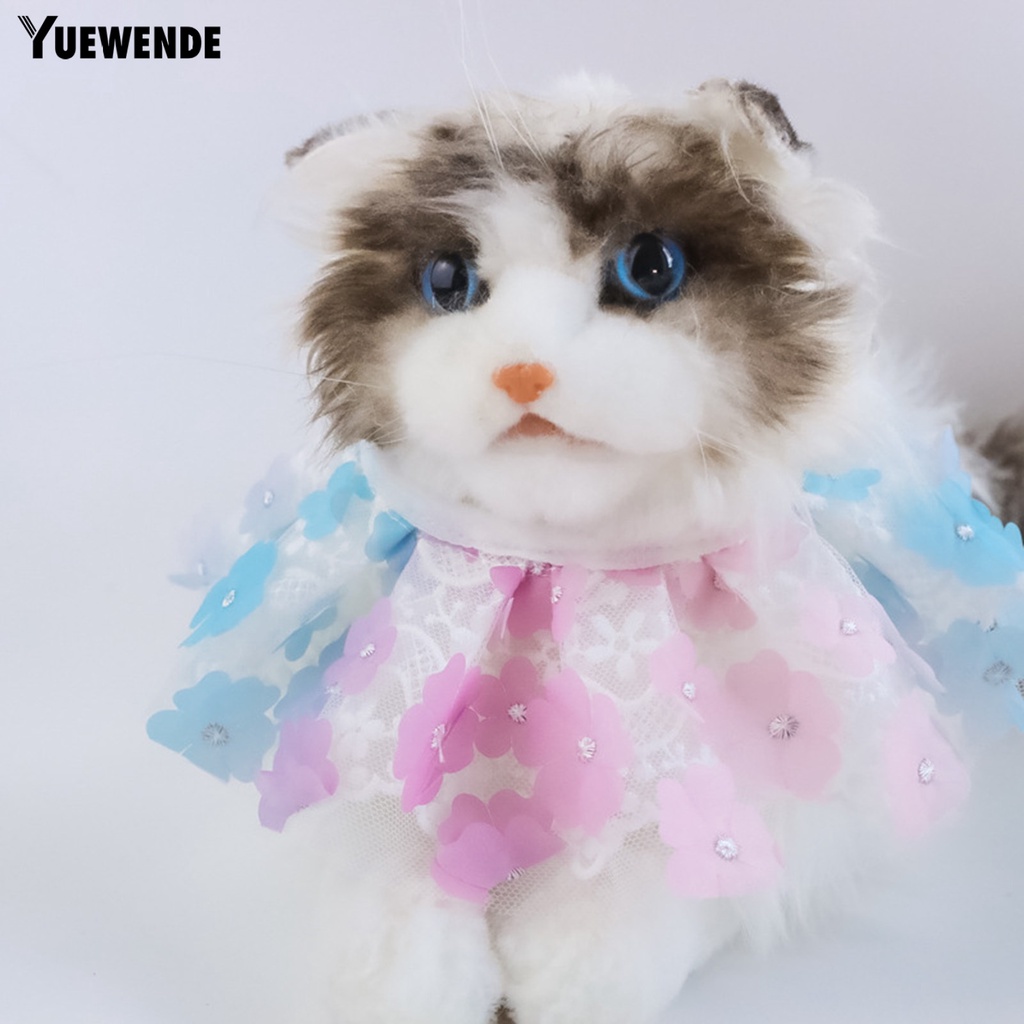 Yq.e Khăn Quàng Cổ Lưới Viền Ren Hoa Màu Tương Phản Thoáng Khí Chống Thất Lạc Trang Trí Vòng Cổ Đi Bộ Hàng Ngày Cho Cún Cưng