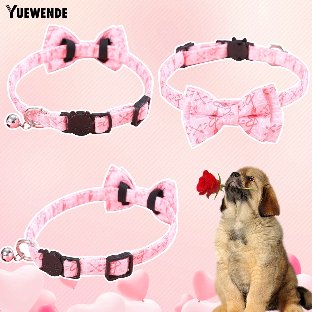 Yq.e Vòng Cổ Thắt Nơ In Họa Tiết Trái Tim Có Thể Điều Chỉnh Trang Trí Ngày Valentines Dành Cho Thú Cưng