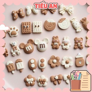 Charm slime/ dụng cụ charm trang trí màu kem & socola | gấu charm