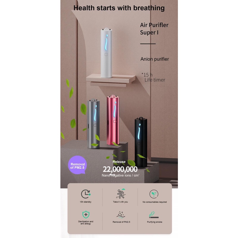 Máy lọc không khí ion âm dạng đeo Air Purifier Super I SHOPTRENDVN | BigBuy360 - bigbuy360.vn