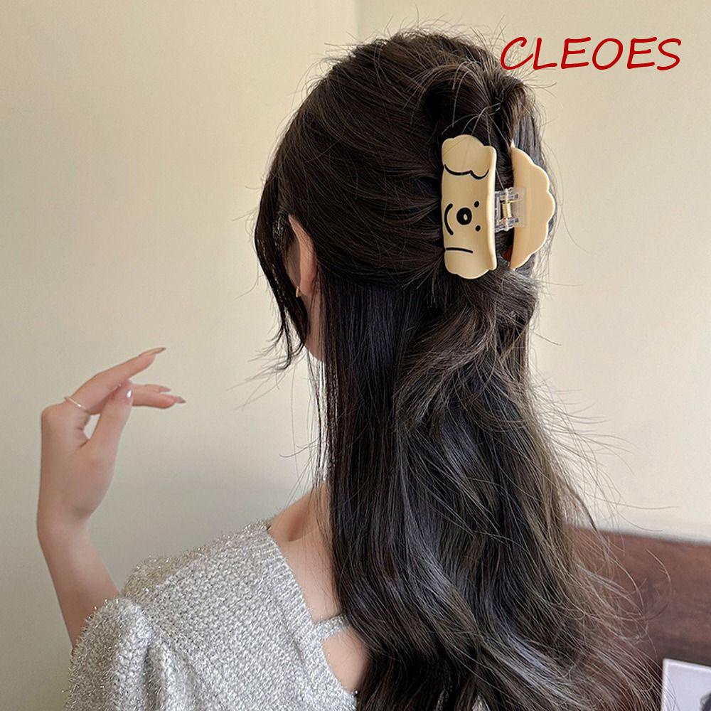 Cleoes Kẹp Tóc Bằng Acrylic Hình Học Hoạt Hình Ngọt Ngào Phong Cách Hàn Quốc
