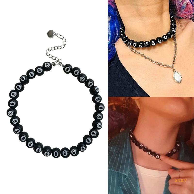 Dây Chuyền Chuỗi 8 Hạt Đen Phong Cách Hip Hop