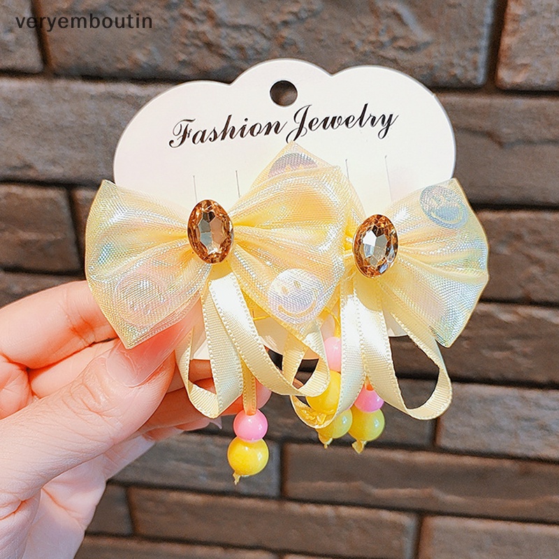 Kẹp Tóc Ruy Băng Đính Đá Hình Bướm Nhiều Màu Sắc Cho Bé Gái