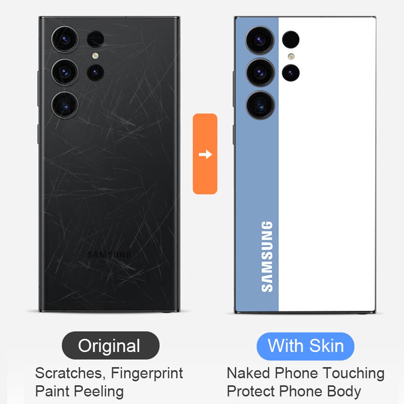 Đơn Giản Phối Màu Decal Da Đơn Giản Cho Samsung Galaxy S23 S22 Ultra Plus A52 A52s A14 5G Mặt Sau Bảo Vệ Màn Hình Bìa Phim 3M Bọc Mờ Miếng Dán