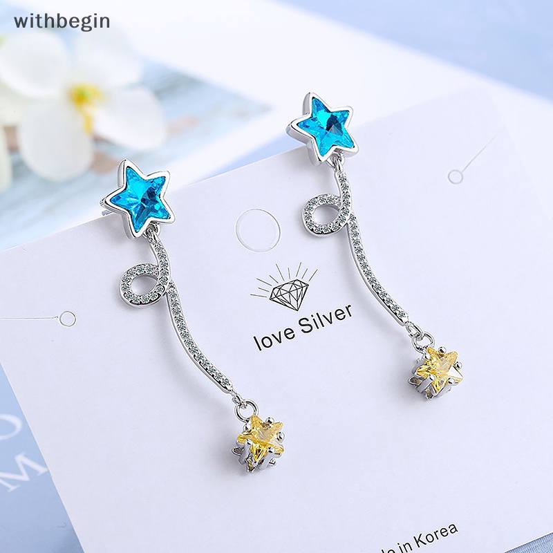 1 Đôi Bông Tai Tua Rua Hình Ngôi Sao Nhỏ Đính Đá Zircon Màu Vàng Dễ Thương Dành Cho Nữ