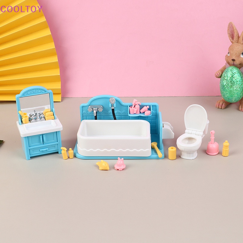 1 Bộ Mô Hình Bồn Cầu Mini Trang Trí Nhà Búp Bê