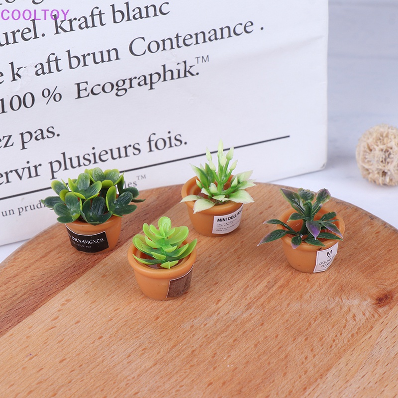 Set 4 Mô Hình Chậu Cây Mini Tỉ Lệ 1: 12 Dùng Để Trang Trí Nhà Búp Bê