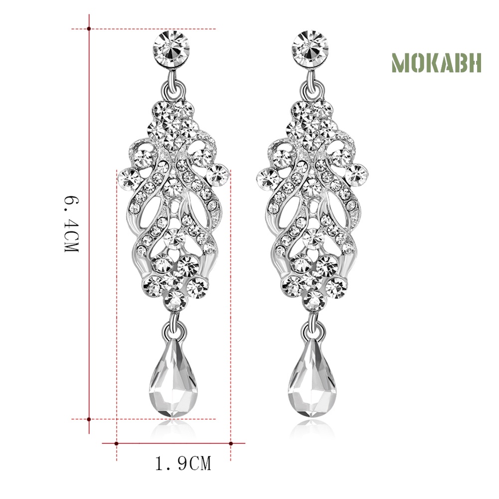 Bông Tai Dáng Dài Hình Hoa Đính Đá Lấp Lánh Thời Trang Cho Nữ