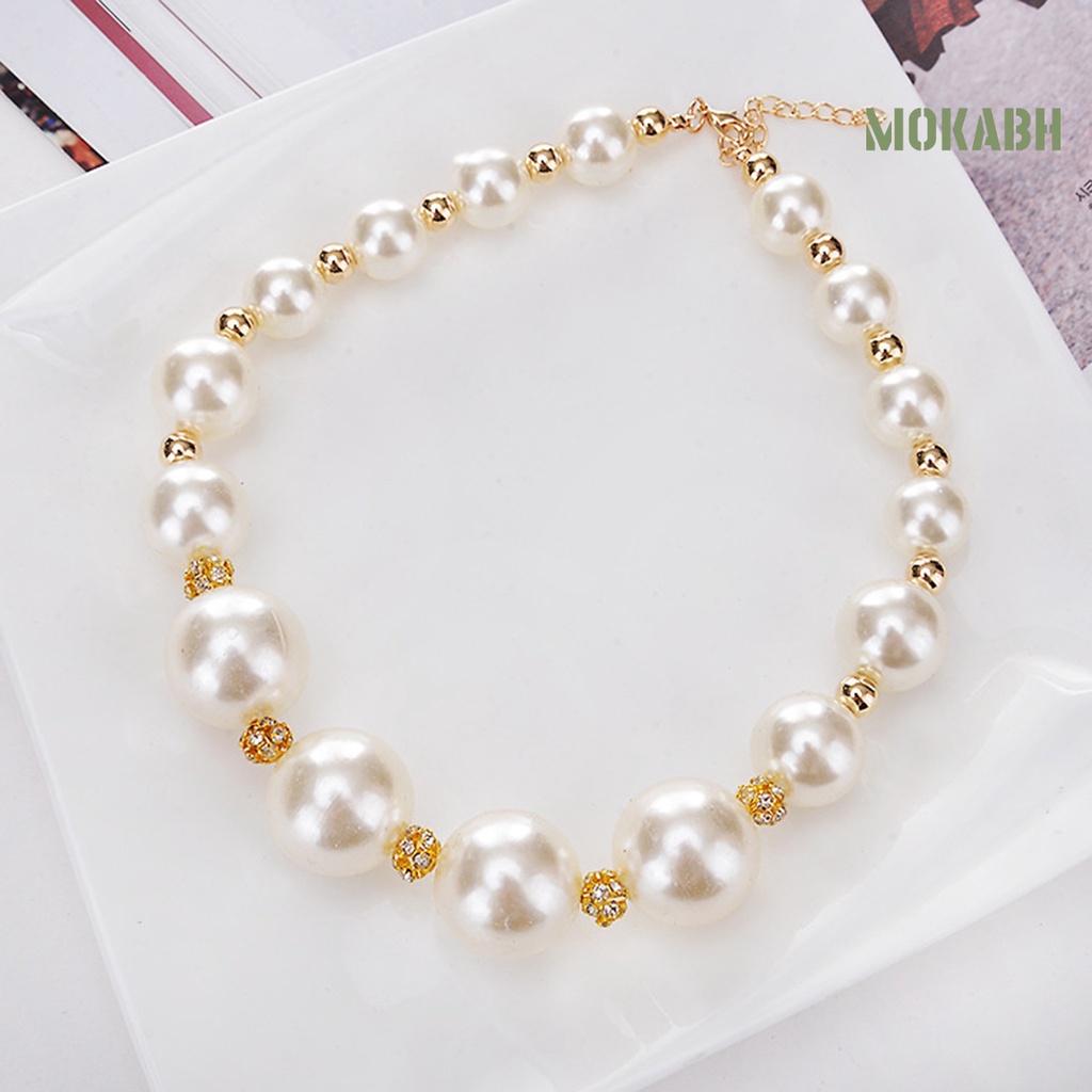 Vòng cổ Hợp Kim Dáng Ngắn Đính Ngọc Trai Giả Thời Trang Cho Nữ