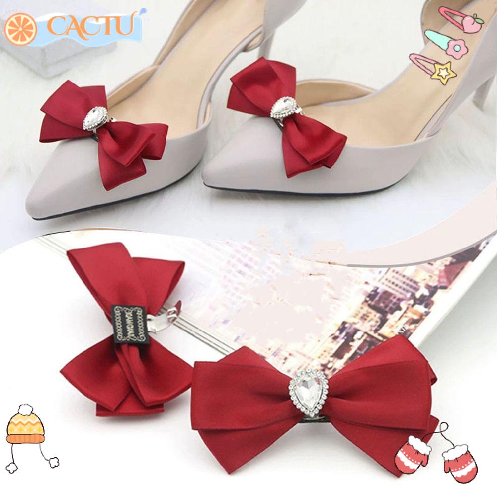 Bộ 2 Kẹp Trang Trí Giày Cao Gót Đính Nơ Xinh Xắn Cho Cô Dâu