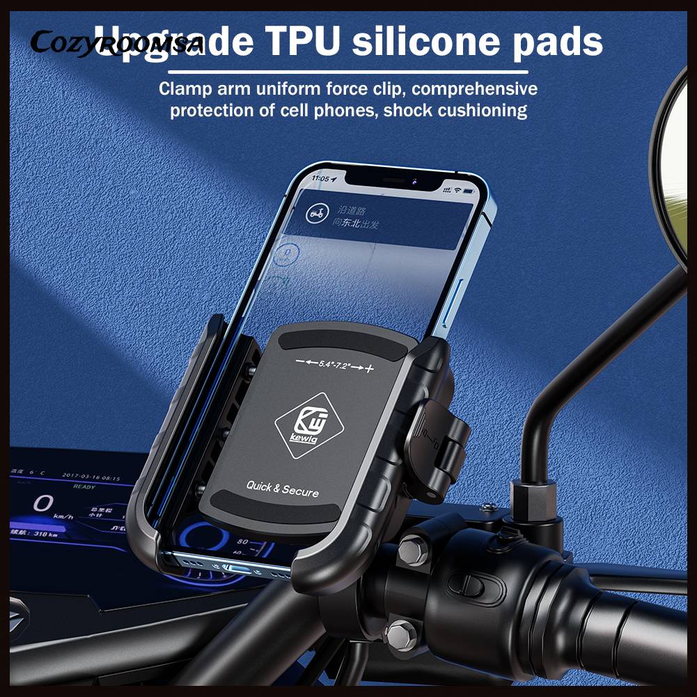 Giá Đỡ Điện Thoại Chống Sốc Gắn Kính Chiếu Hậu Xe Máy E-Bike