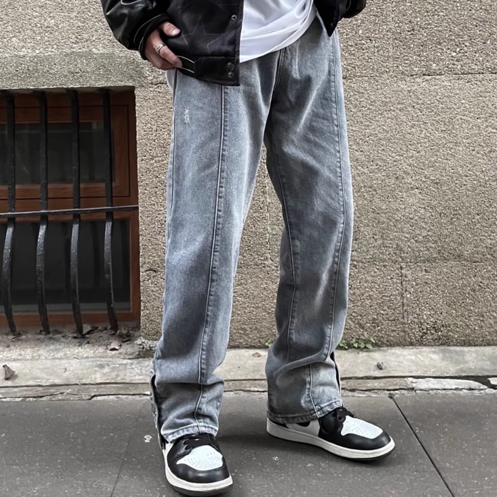 Quần Denim Ống Rộng Thêu Họa Tiết Phong Cách hiphop Đường Phố Mỹ