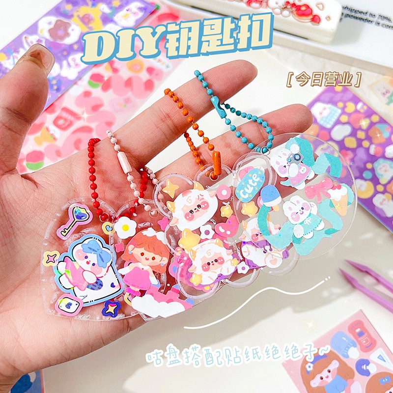Glitter gradient diy cuckoo acrylic keychain mặt dây chuyền