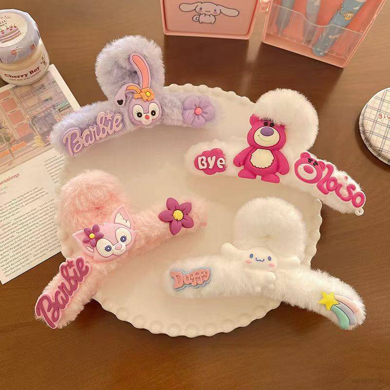 SANRIO Kẹp Tóc Lớn Hình Chú Gấu / Dâu Tây / Stellalou Linaell Nhồi Bông Đáng Yêu Thời Trang Cho Bé Gái