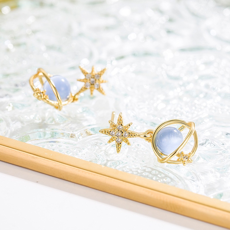 Khuyên Tai Hình Galaxy Xanh Dương Đơn Giản Ngọt Ngào Hợp Thời Trang Cho Nữ