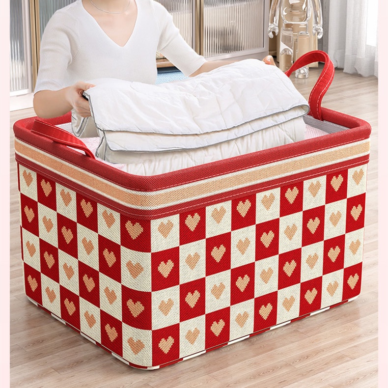 Giỏ Đựng Đồ Chơi / Quần Áo Bằng Vải Bố Dày Dặn Hình Khối Lập Phương Gấp Gọn Tiện Dụng