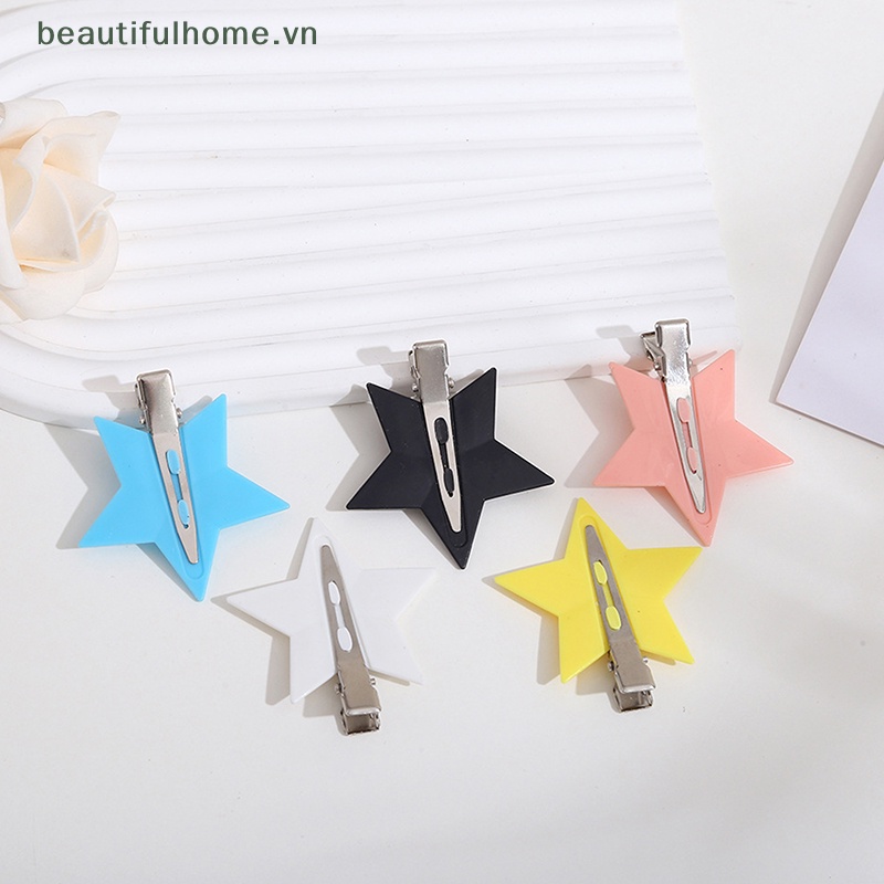 Set 5 Kẹp Tóc Hình Ngôi Sao Bằng Kim Loại Phong Cách Hàn Quốc Thời Trang Cho Nữ
