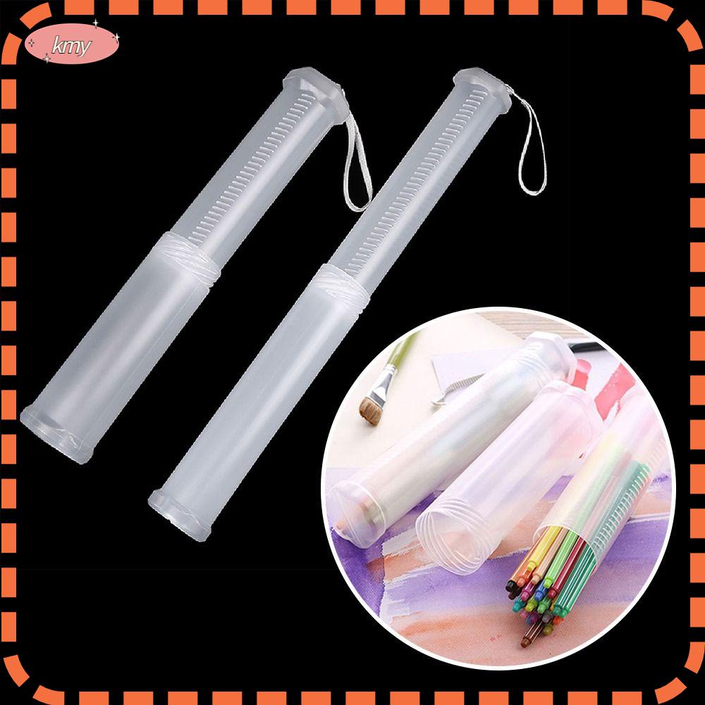 Bộ 2 Ống Đựng Bút Hình Trụ Màu Trong Suốt Tiện Dụng Cho Trường Học / Văn Phòng