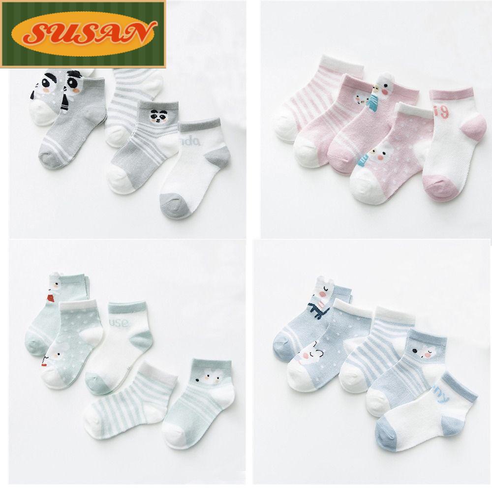 Set 5 Đôi Vớ Cotton Mềm Mại Dễ Thương Cho Bé