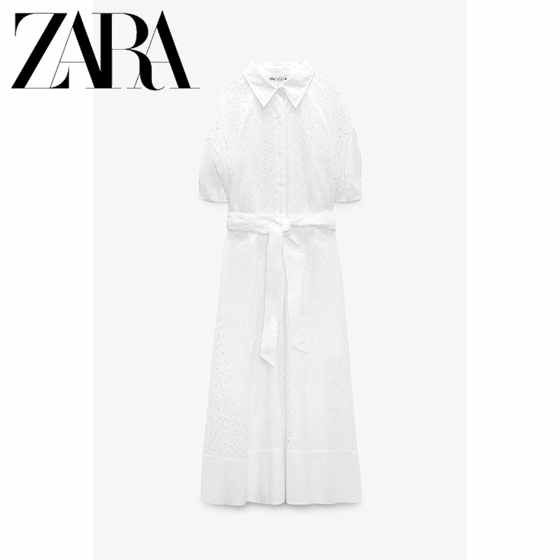 Zara Đầm midi Thêu Họa Tiết Thời Trang Cho Nữ