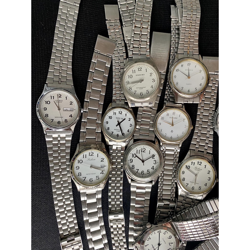Đồng hồ nữ form đơn giản size 31-35mm thép trắng size trung hàng bãi Nhật vintage 2hand