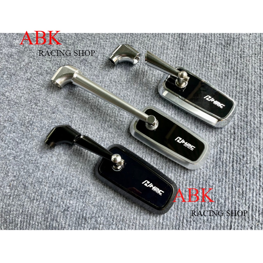 Kính Gương xe máy Vuông H2C Chân NGẮN NIKEN BẠC ĐEN