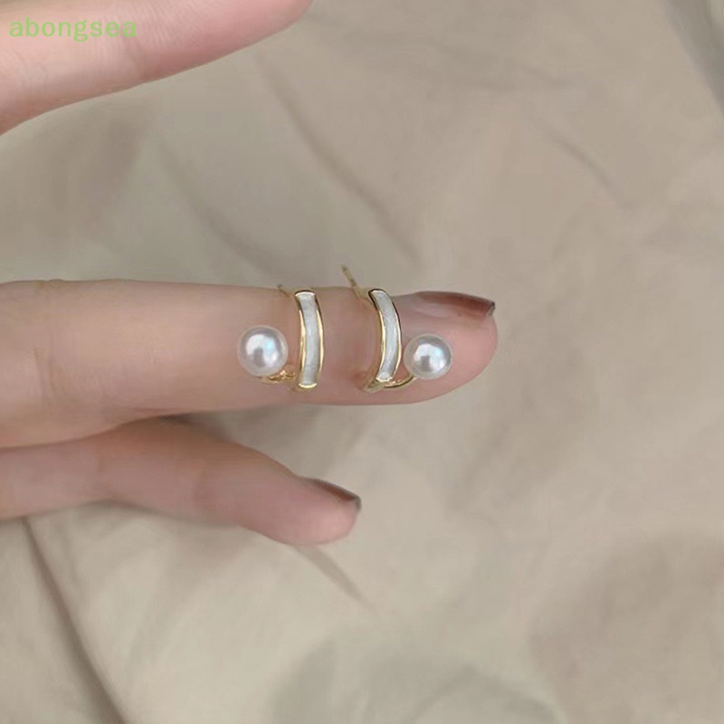 1 Cặp Bông Tai Ngọc Trai Giả Bằng Hợp Kim Thời Trang Hàn Quốc Đơn Giản Dành Cho Nữ