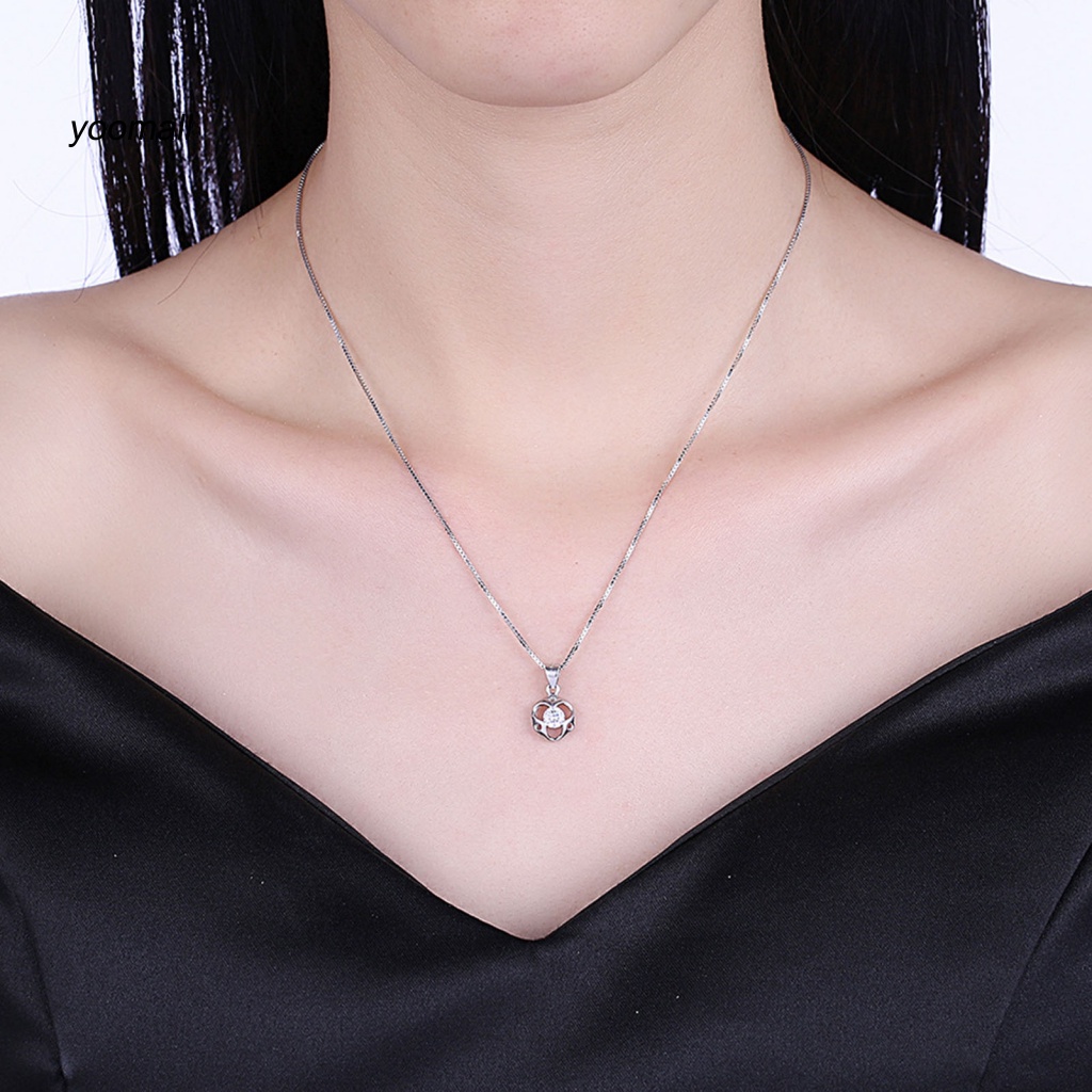 Vòng cổ Mạ Bạc 925 Mặt Hình Tròn Rỗng Đính Đá Zircon