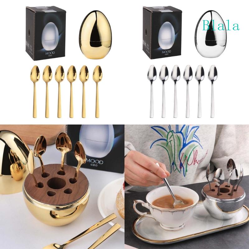 Bộ 6 Muỗng Cà Phê Cán Dài Bằng Thép Không Gỉ