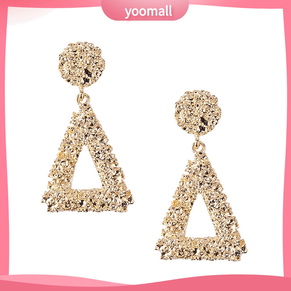 [YM] Bông Tai Kim Loại Hình Tam Giác Rỗng Phong Cách Âu Mỹ Cá Tính Thời Thượng