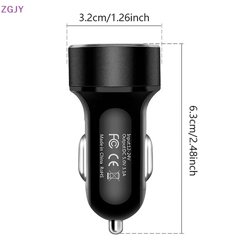 Tẩu Sạc ZGJY r al 2 Cổng Usb Kép Bằng Nhôm Mới Cho Xe Hơi