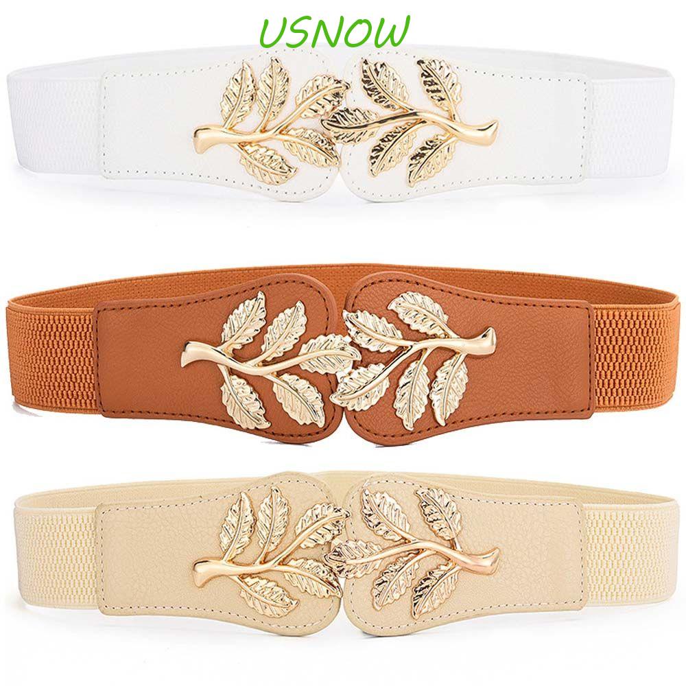 USNOW Thắt Lưng Co Giãn Khóa Kim Loại Phong Cách Vintage Cho Nữ