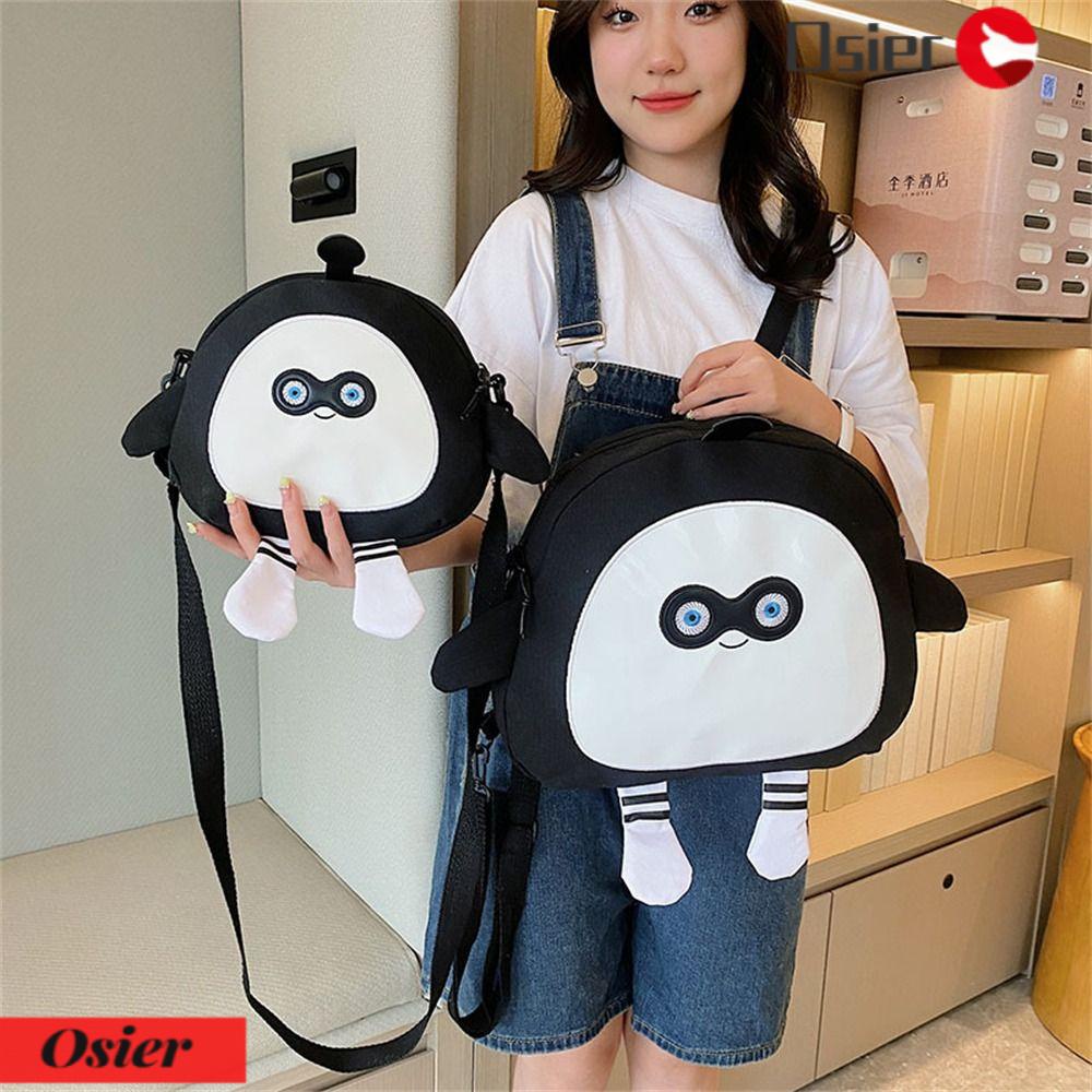 OSIER1 Túi Đeo Chéo Vải Canvas Họa Tiết Hoạt Hình Vui Nhộn Sức Chứa Lớn Dùng Làm Quà Tặng Sinh Nhật