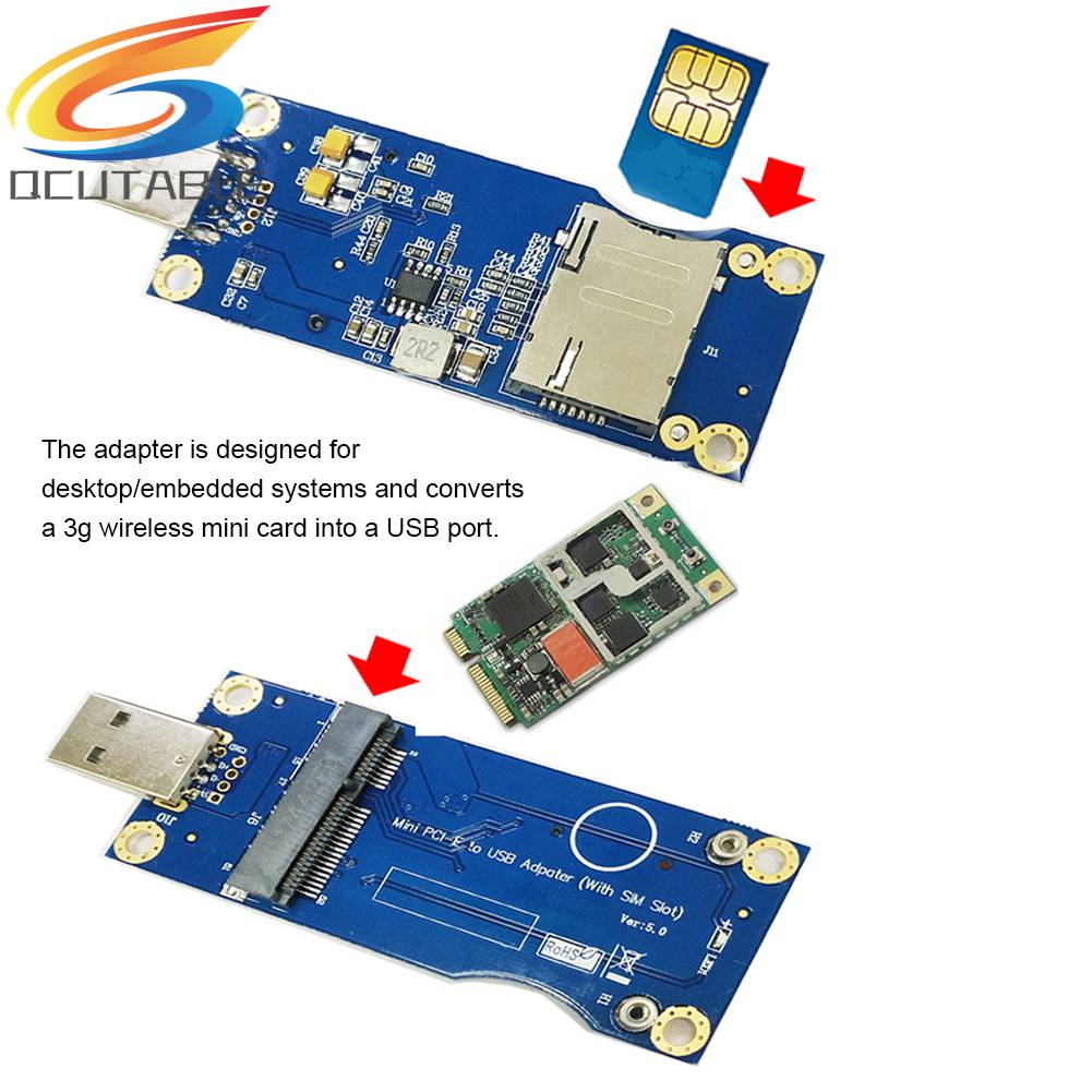 Card Chuyển Đổi PCI-E Sang USB + Khe SIM 6 / 8pin Cho Mô Đun WWAN LTE Thẻ