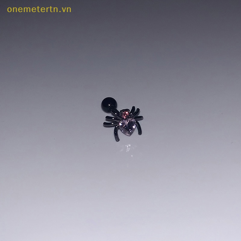 1 Đôi Khuyên Tai Xoắn Ốc Hình Nhện / Trái Tim Đính Đá Zircon Thời Trang Cho Nữ