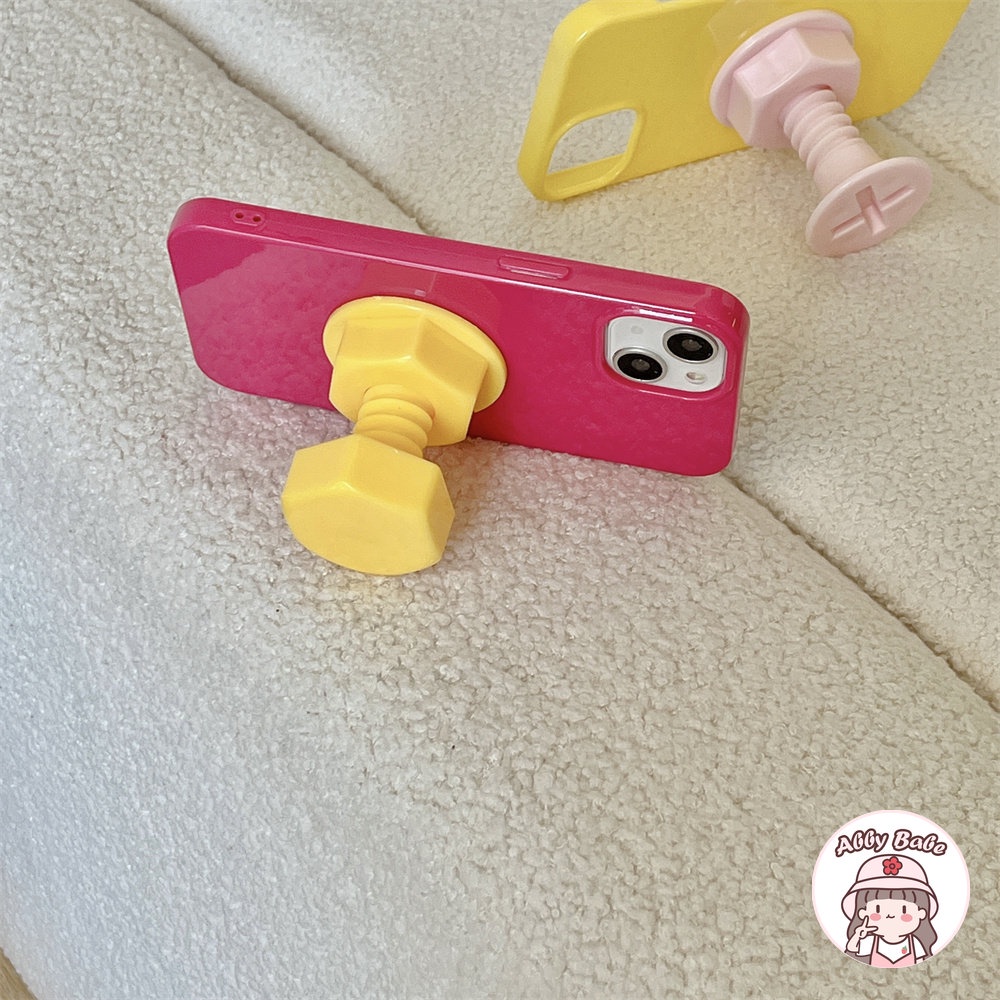 Ốp Điện Thoại TPU Mềm Bóng Trong Suốt Có Giá Đỡ Và Ốc Vít Màu Macaron Chống Va Đập Cho IPhone 14 Pro Max 11