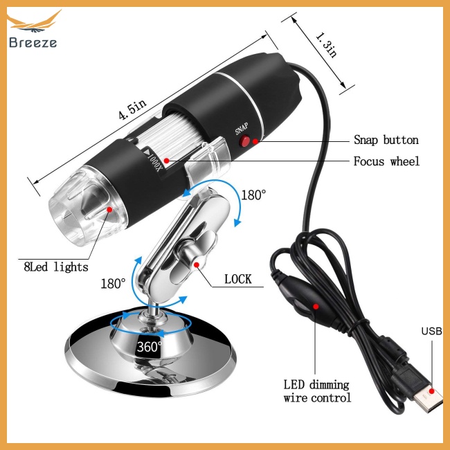 Kính Hiển Vi Kỹ Thuật Số Hd Usb Có Đèn Led Có Thể Điều Chỉnh Đa Năng