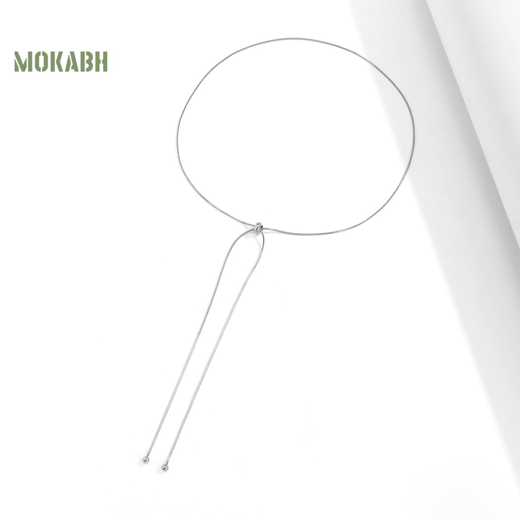 [Mok Abh] Vòng Cổ Choker Dạng Chuỗi Xích Dài Với Mặt Dây Tua Rua Không Dễ Rỉ Sét Trang Sức Tiệc Tùng