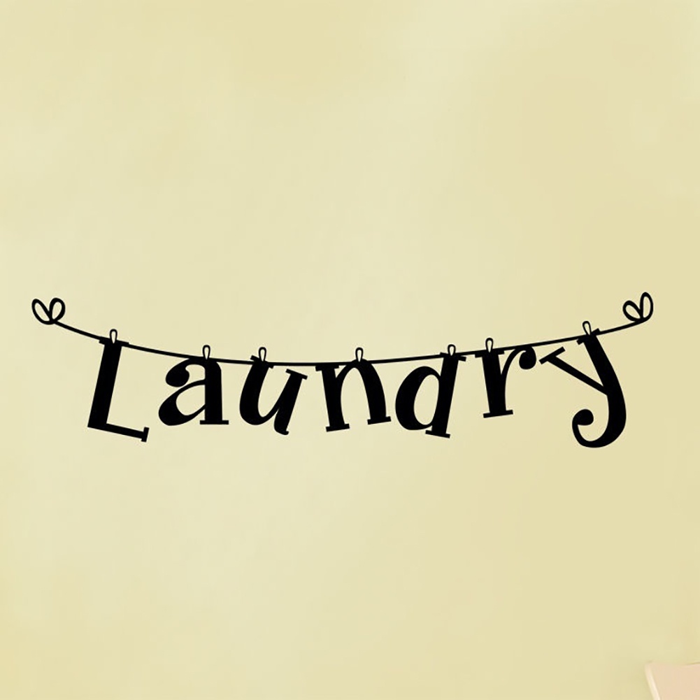 Miếng Dán Tường Trang Trí In Chữ Laundry Thời Trang Tháo Rời Được